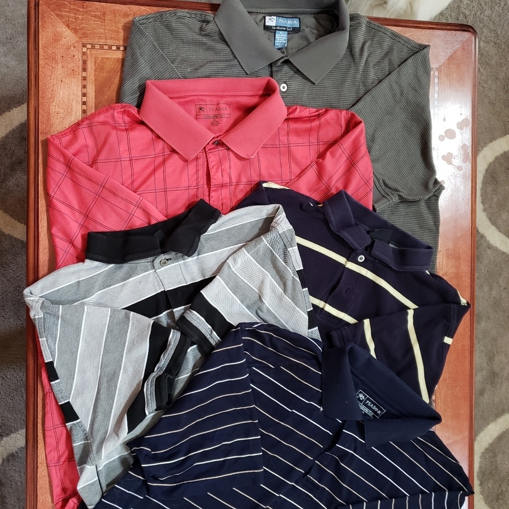 5 Jos A Bank golf shirts.  XL